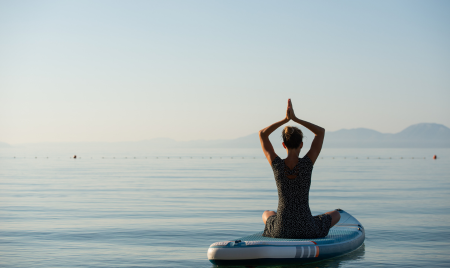 the watery SUP yoga